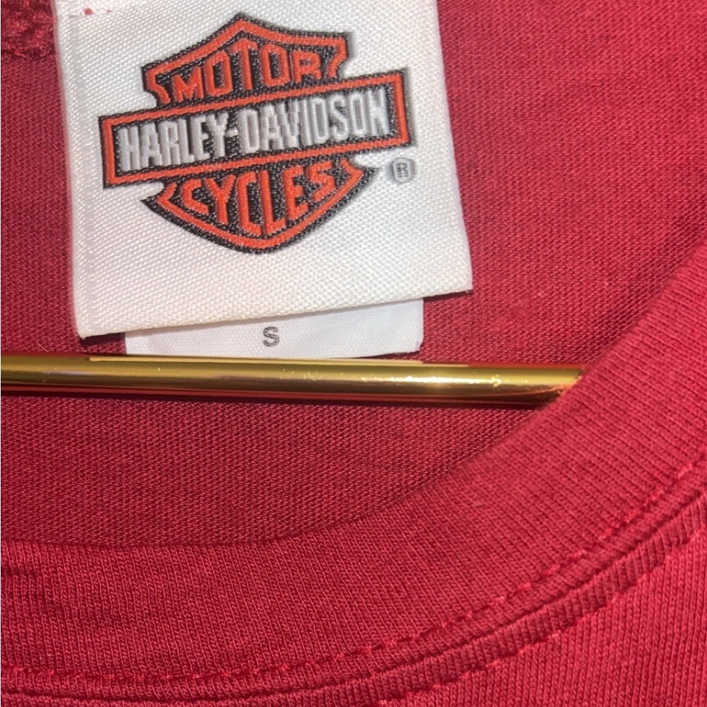 Harley-Davidson Women's Burgundy Graphic Tee Size Small P2P 15" - Picture 5 of 5